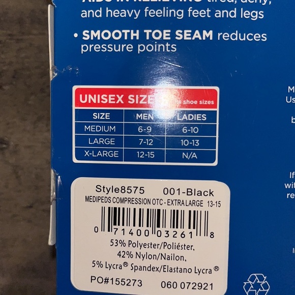 NWT Men’s Medipeds 2 Pair Black Compression Socks (Extra Large) - Picture 5 of 5